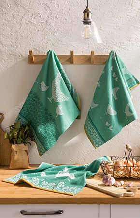 Torchons en jacquard - Cocotte et Poulettes (Coucke) EN